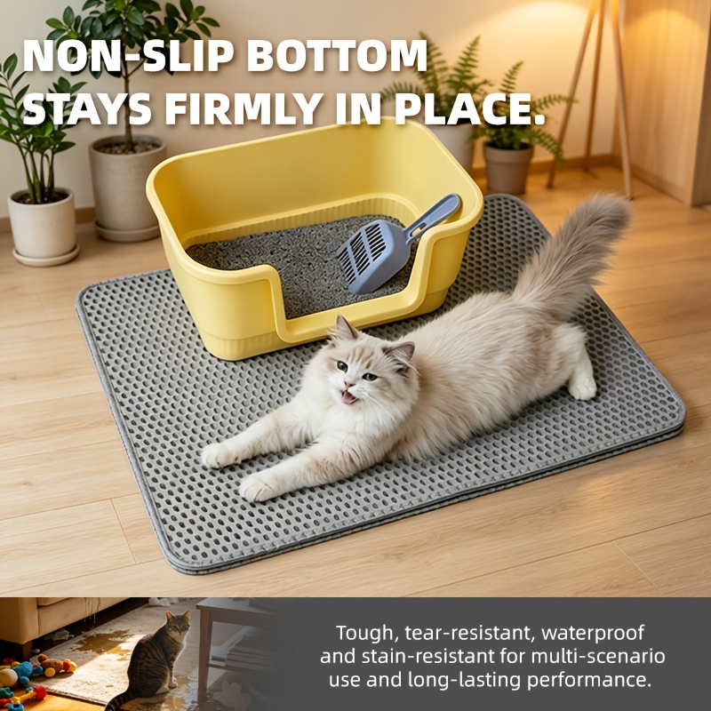 double layer cat litter mat classic honeycomb litter trapping mat urine proof   pad 45x60cm 55x75cm Product details 0