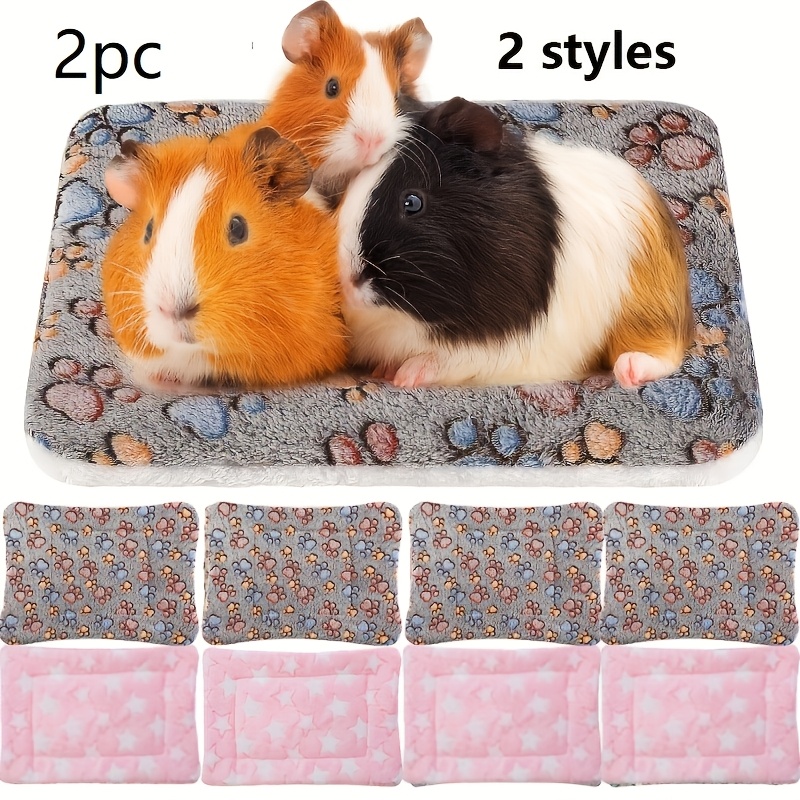 TEMU 2pcs Ultra Soft Double-sided Reversible Small Pet Mattress With Cute Pattern, Thickened Washable Cage Pad Suitable For Rabbits, Hamsters, Guinea