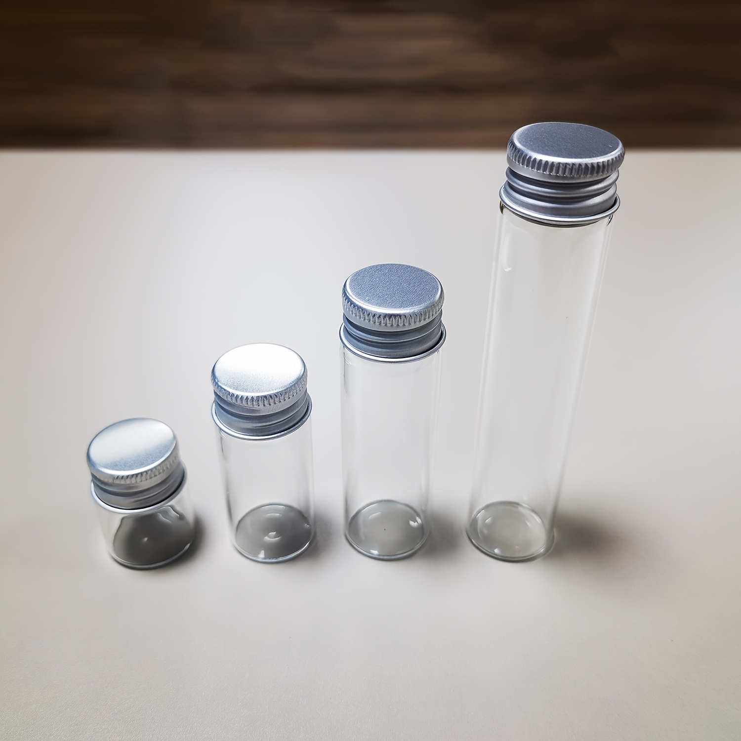 

10 Pcs 5ml/10ml/18ml/25ml Glass Bottles With Aluminium Lids Small Mini Glass Jars Travel Accessories