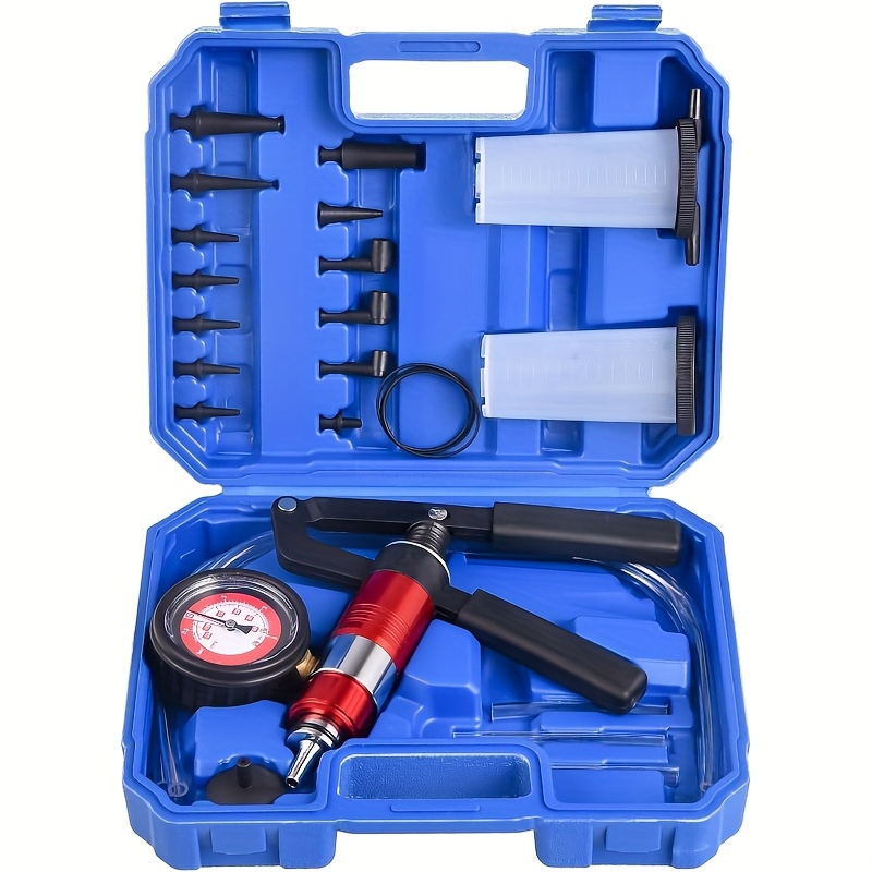 TEMU 2-in-1 Handstaubsauger und Druckpumpentester | Bremsflüssigkeitsentlüfter, Entlüftungsset für Autos und Motorräder, Metall, einsetzbar