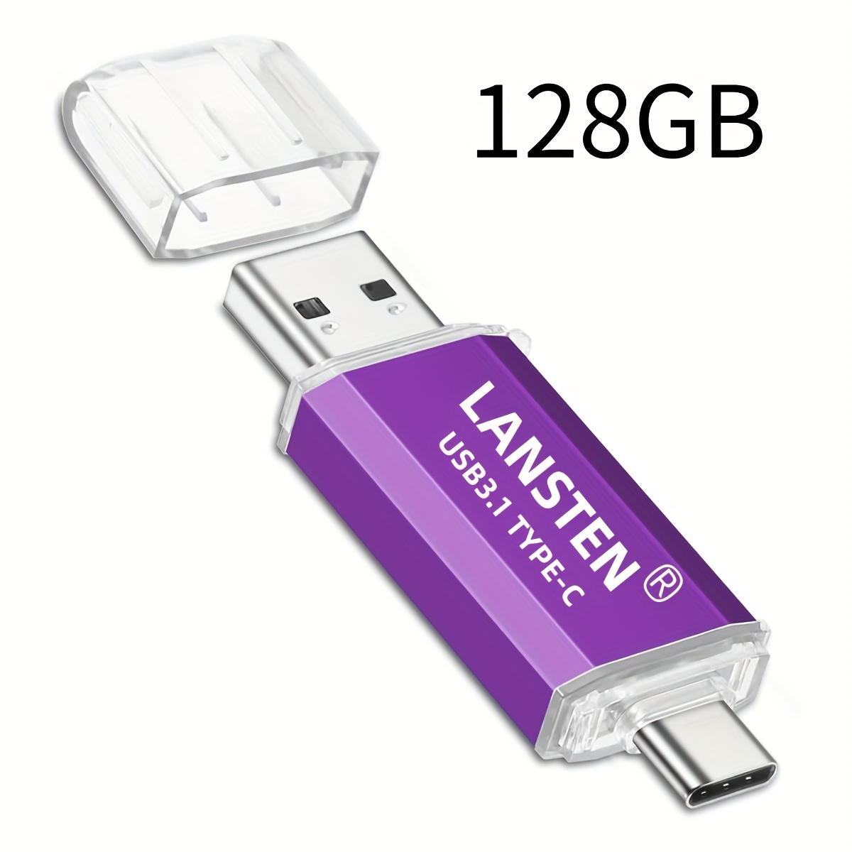 Lansten 64gb/128gb/256gb Usb C Flash .1 Write To 40-60mb/s Read Usb Drive For Phones Pc (purple)
