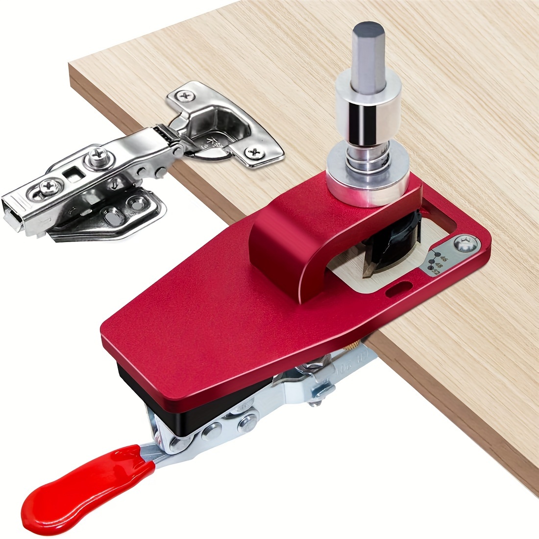 

1pc Aluminum Alloy 35mm Cabinet Door Hinge Jig, Accurate Locking Cabinet Hinge Jig, Hinge Hole Drilling Jig, Drilling Guide For Hinge Woodworking Cabinet Door Installation