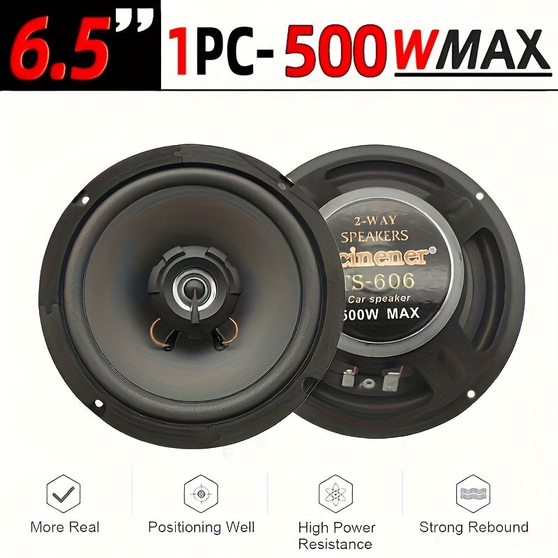 TEMU 6.5-inch Coaxial Car Speakers With 500w High Power, Hifi Stereo 2-way Speakers, Full-range Mid- Speakers, Designed For Car Door Installation,
