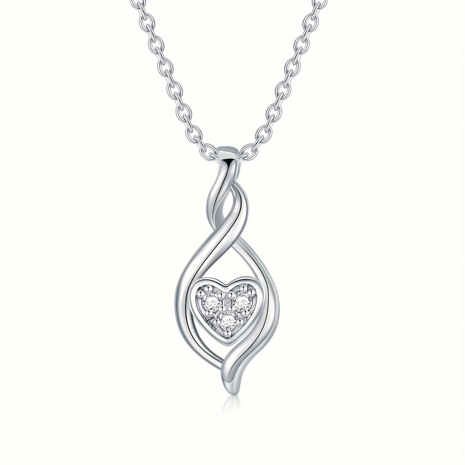 womens diamond infinity necklace 925 sterling silvery twist Temu