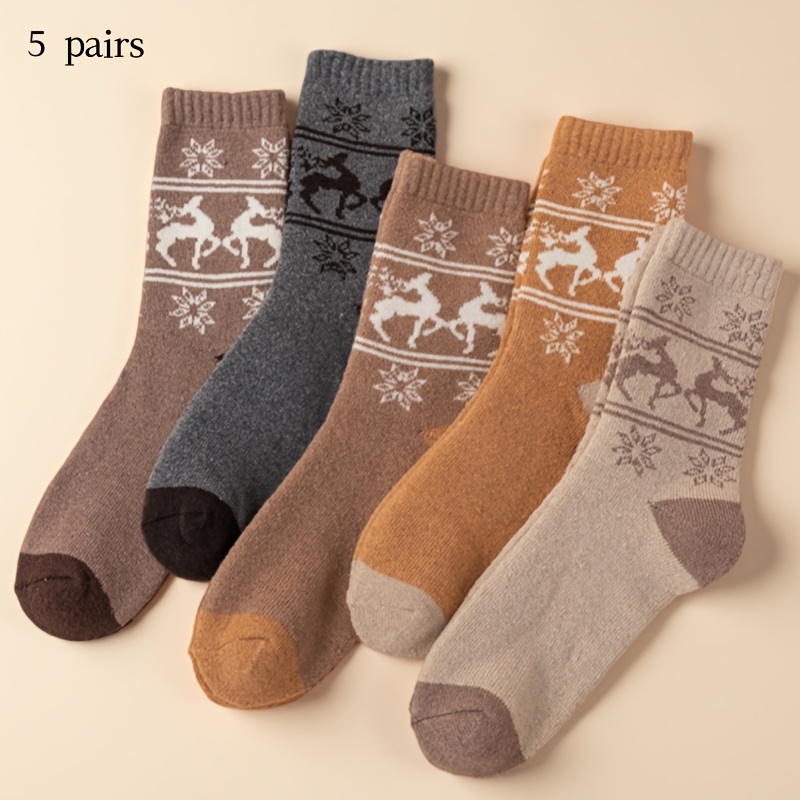 TEMU 5 Calzini Termici Invernali da , Calze e Spesse, Motivo Lavorato a Maglia con e , Calze Casual Resistenti al Freddo per Inverno, Calze Termiche