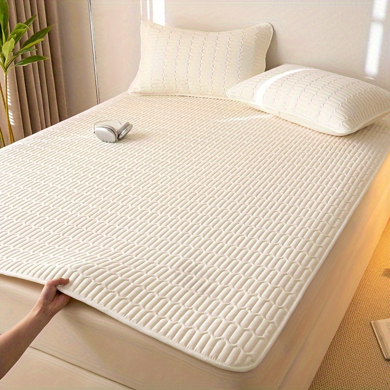 waterproof ultra thin mattress pad stylish solid   for bedroom dorms fits single to double beds hand wash only pillowcase not included details 2