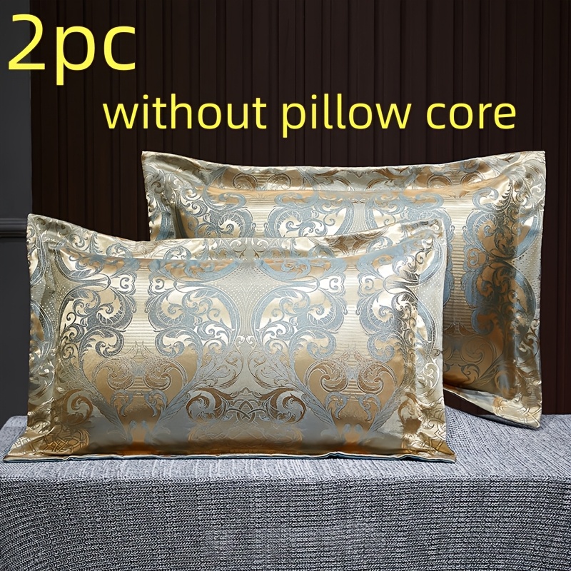 TEMU 2pcs European Style Satin Jacquard Pillowcases, High-end Luxurious Soft And Comfortable Pillow Covers, Suitable For Bedroom/ Bedding, Machine