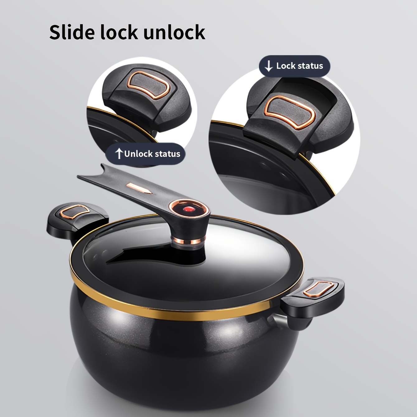 8 45qt high capacity non stick   featuring a twist lock handle durable ceramic build suitable for induction and for gas stoves ideal for home and restaurant use cooking pots Product details 3