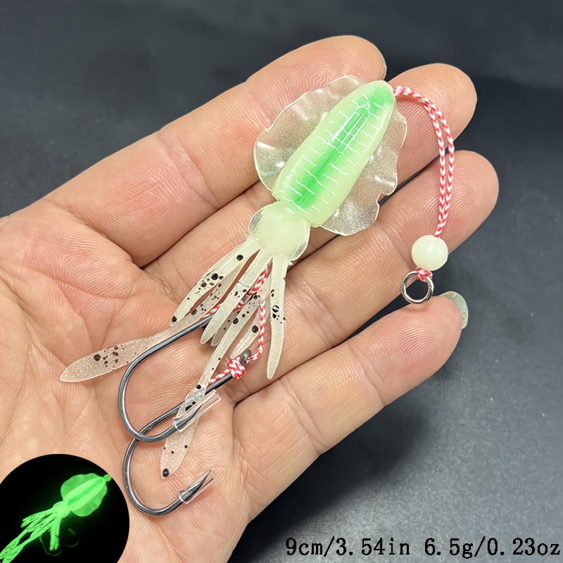 TEMU 1pc Lunker -the-dark Squid Soft Bait, Suitable For Deep-sea Fishing, With Double Hooks, Realistic Squid Lure, Soft Fish Bait, -the- Octopus Lure