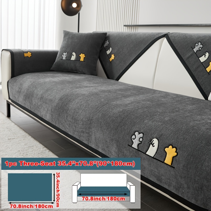 TEMU 1pc Of Cartoon Chenille Sofa Cover, A For Pets, Claw-friendly For Cats And Dogs, Non-slip Sofa Protection, Suitable For , Machine Washable Sofa