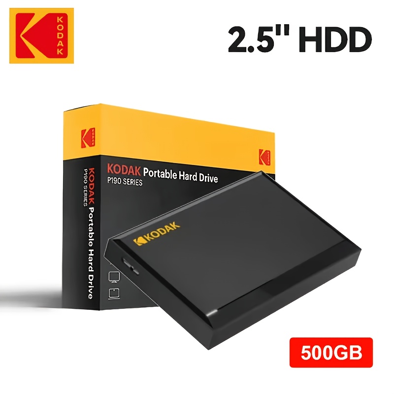 TEMU Disco Duro Externo Portátil Original Kodak – USB 3.0, 500GB, Ideal para Almacenar Archivos Grandes, Fotos y de Respaldo Almacenamiento Seguro No