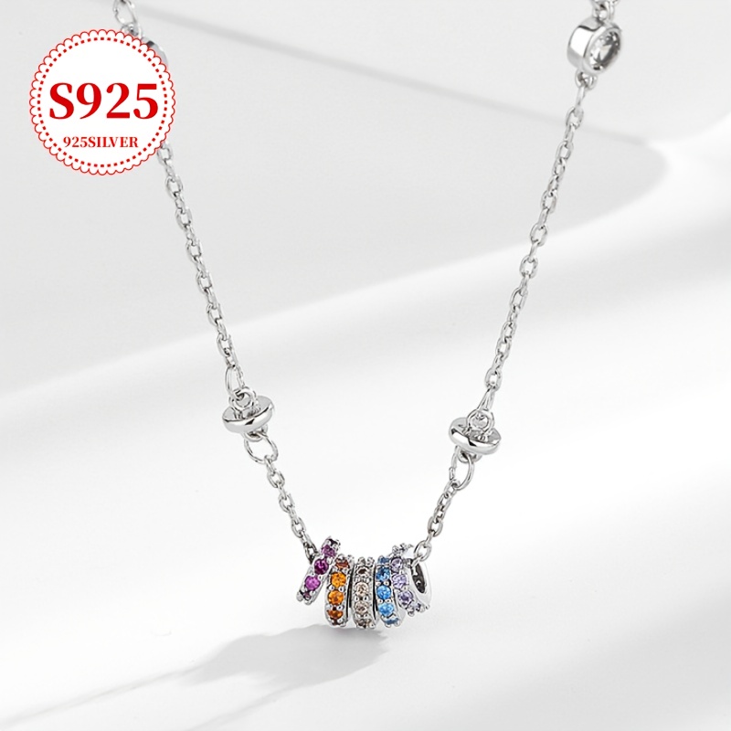 Rainbow Circle Clavicle Chain Necklace for Women