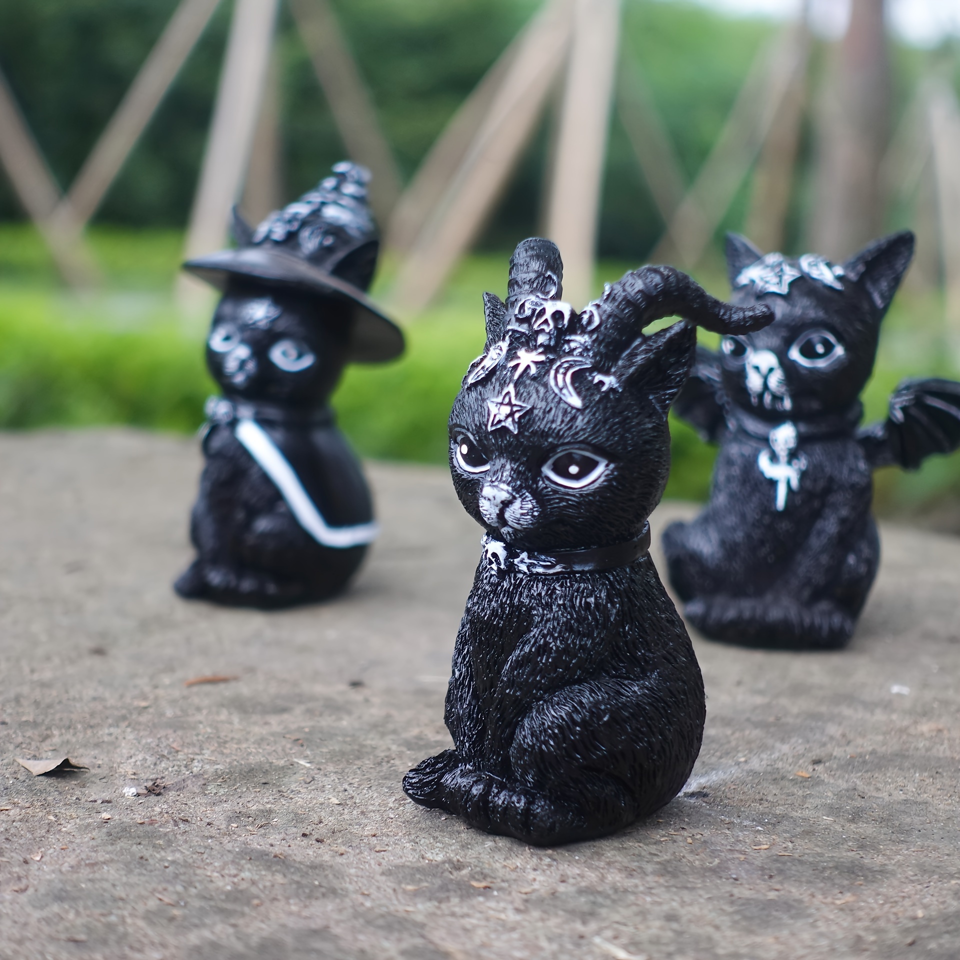 black witch cat statue cute whimsical resin animal - Temu Canada