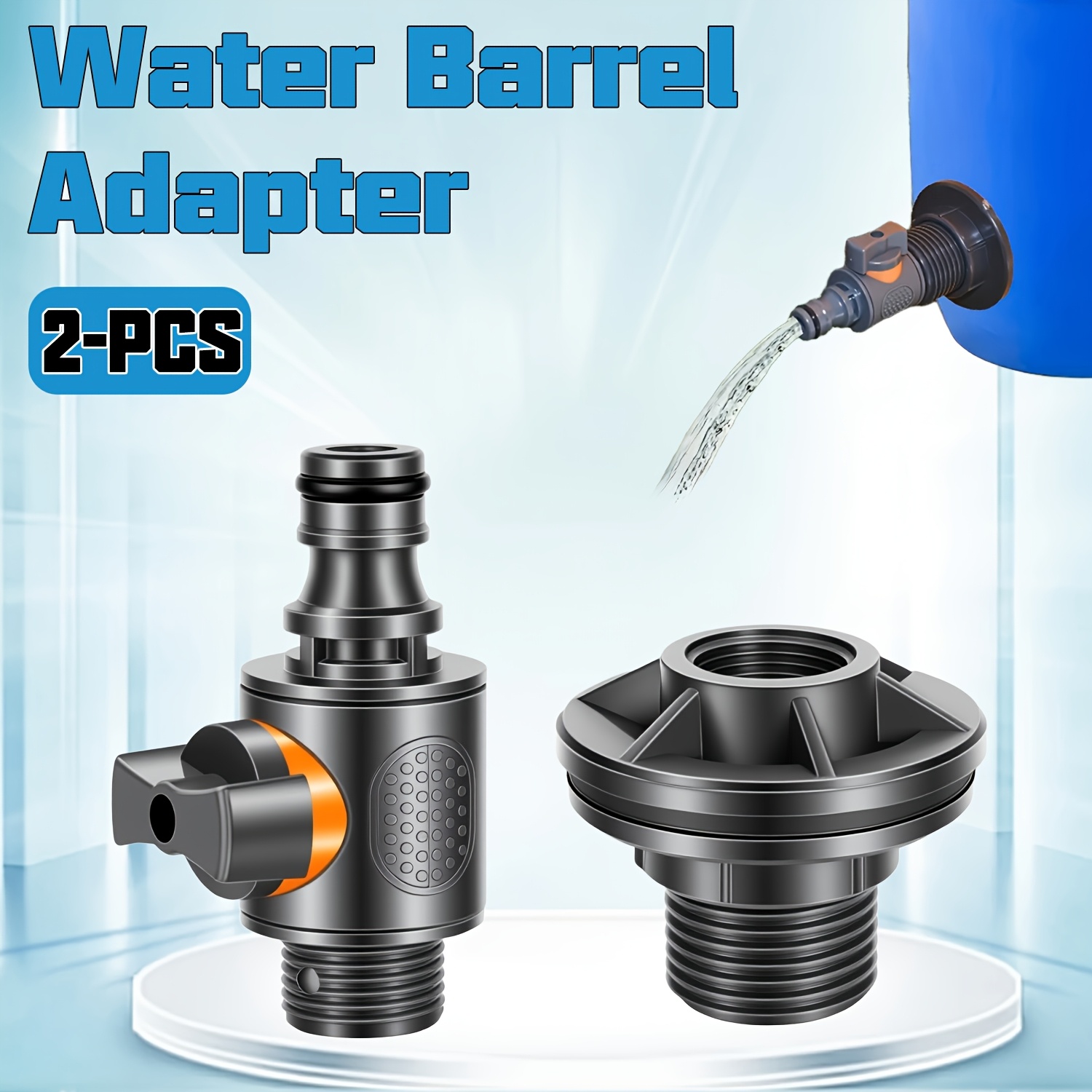 2pcs pvc water tank adapter pvc durable water tank adapter with   quick installation   collection connector kit 1  15 external thread connector compatible with eu   hoses suitable for irrigation water storage bucket