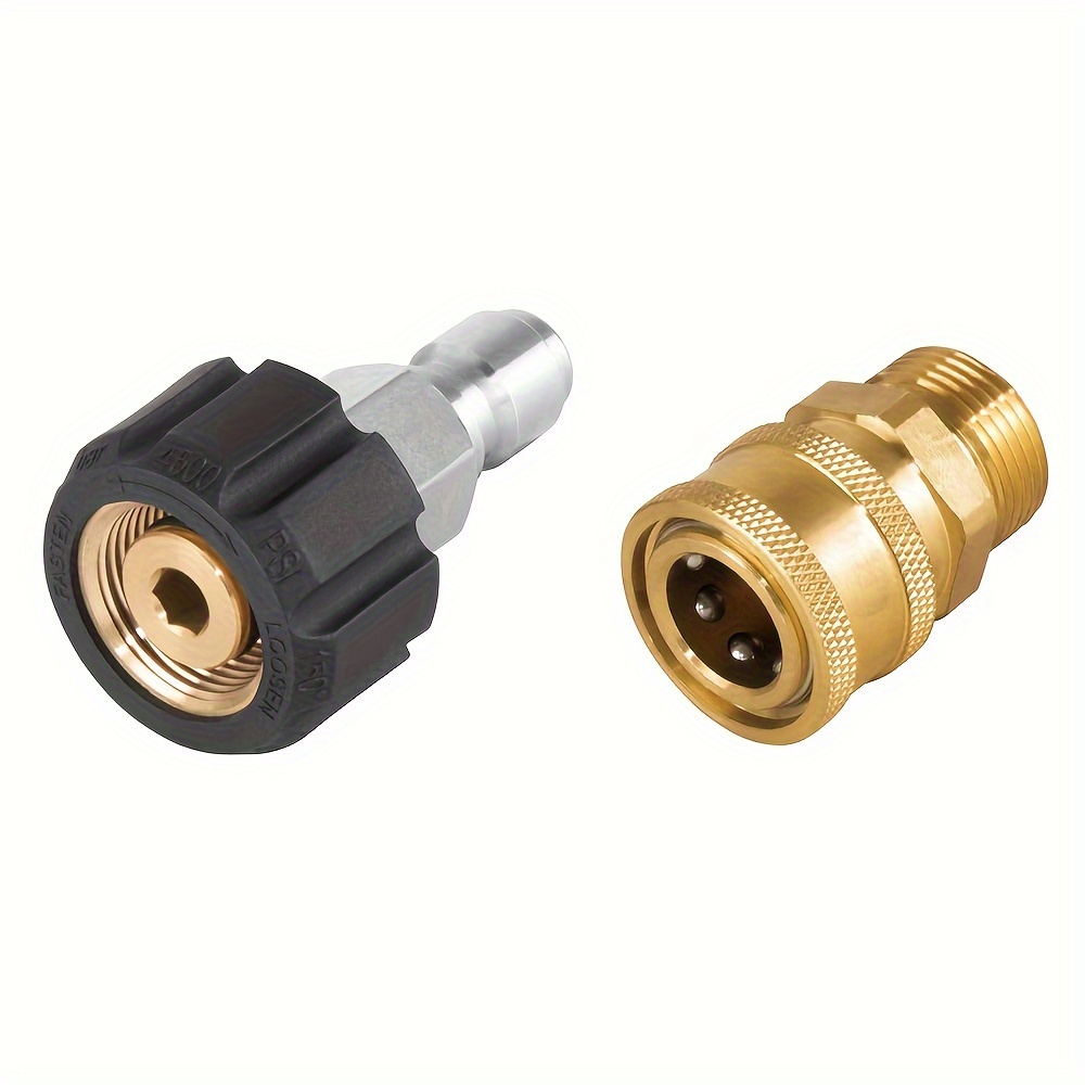 

2pcs/set Pressure Washer Adapter Set, Quick Connect Kit, Metric M22 14mm Female To 3/8" Quick Connect Kit, 5000 Psi