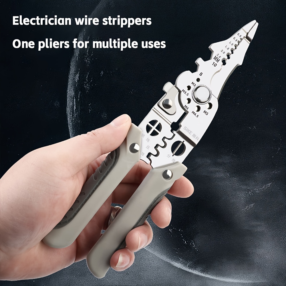 1pc wire stripper multifunctional wire winding and separation pliers squeegee leather crimping industrial wire cutting wire tube stripper for industrial construction household electrician details 2