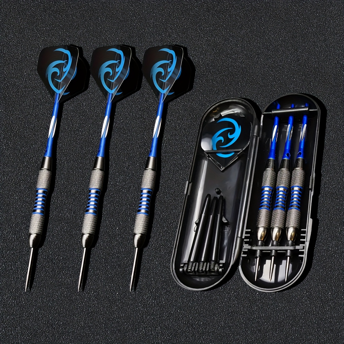 JH 22g Metal-Tipped Dart Set with Portable Case - Red & Blue Iron & Aluminum Darts for Training, Practice, and Gift - Ages 14+ - Includes 6 Darts, 2 Practice Darts, and 2 Replacement Darts - Perfect for Home, Office, or Outdoor Use, Darts Accessories, Office Game, Sleek Design, Durable Construction, Dart Set, Darts, Electronic Target Dart, Dart Game, Dart Accessories/, Dart Arrow