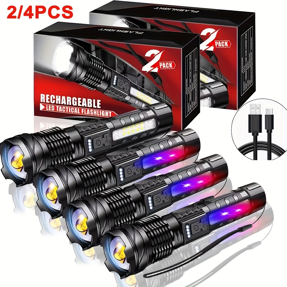 

2/4pcs Led Flashlights, Tactical Flashlight With 7 , Xhp50& Zoomableportable Torch For Camping, Hiking Qutdoor, Home Emergenc