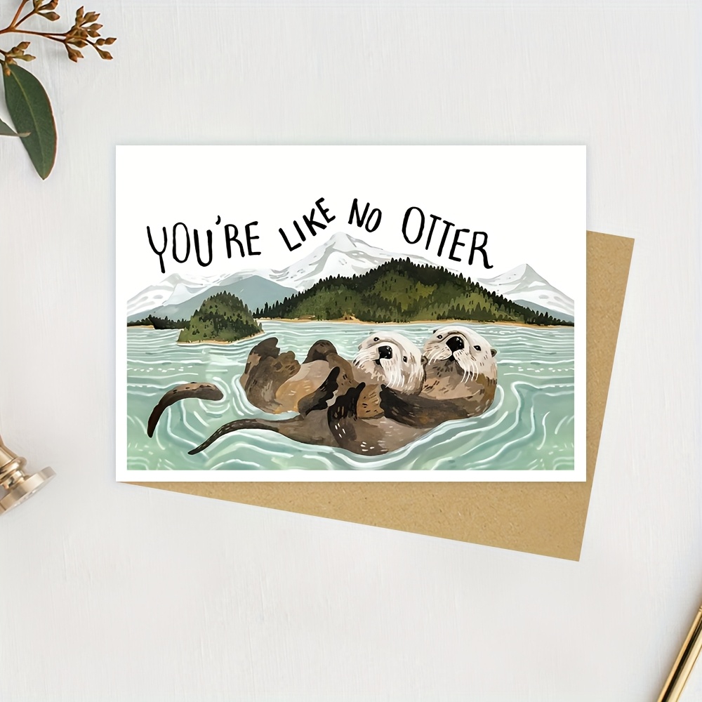 TEMU 1 Carte de vœux + 1 Enveloppe. des cartes Otter, cartes , cartes d'anniversaire, cartes de style , cartes de la Saint-Valentin, cartes