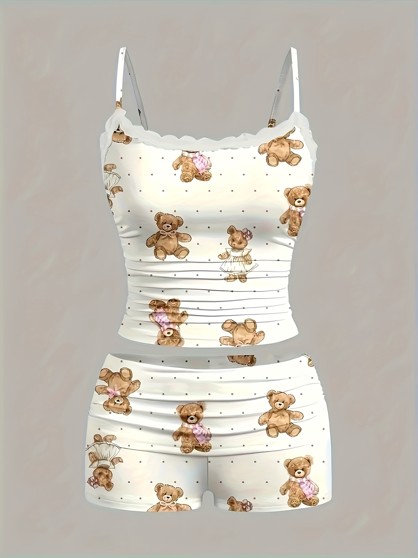 a cute white bear pants set for ladies