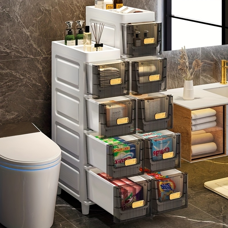 4-Drawer Plastic Storage Tower - Clear Drawer Organizer With Black Frame For Home & Office