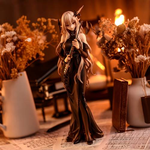 this 1pc demon horn flute playing girl model ornament is a small decorative item suitable for atmosphere or use in it combines collectible value with a serving as a stylish toy and a statue