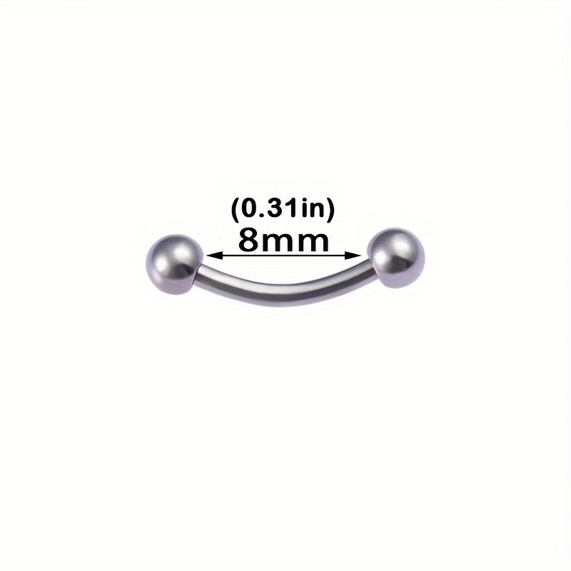 1pc Of Eyebrow Piercing Curved Barbell Banana Ring, Suitable For Lip, Navel, Snug, Daith, Ear Cartilage, Tragus, Helix, Rook Body Jewelry, 16 Gauge
