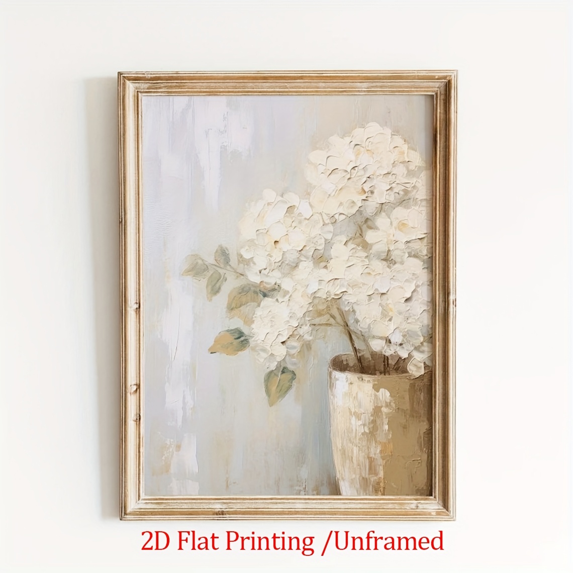 TEMU 2d Flat, 2d/flat 1pc, White Hydrangea Soft Wall Arts, Vintage Print, Farmhouse Wall Decor, Botanical Wall Arts, Vintage Art, Botanical Art,