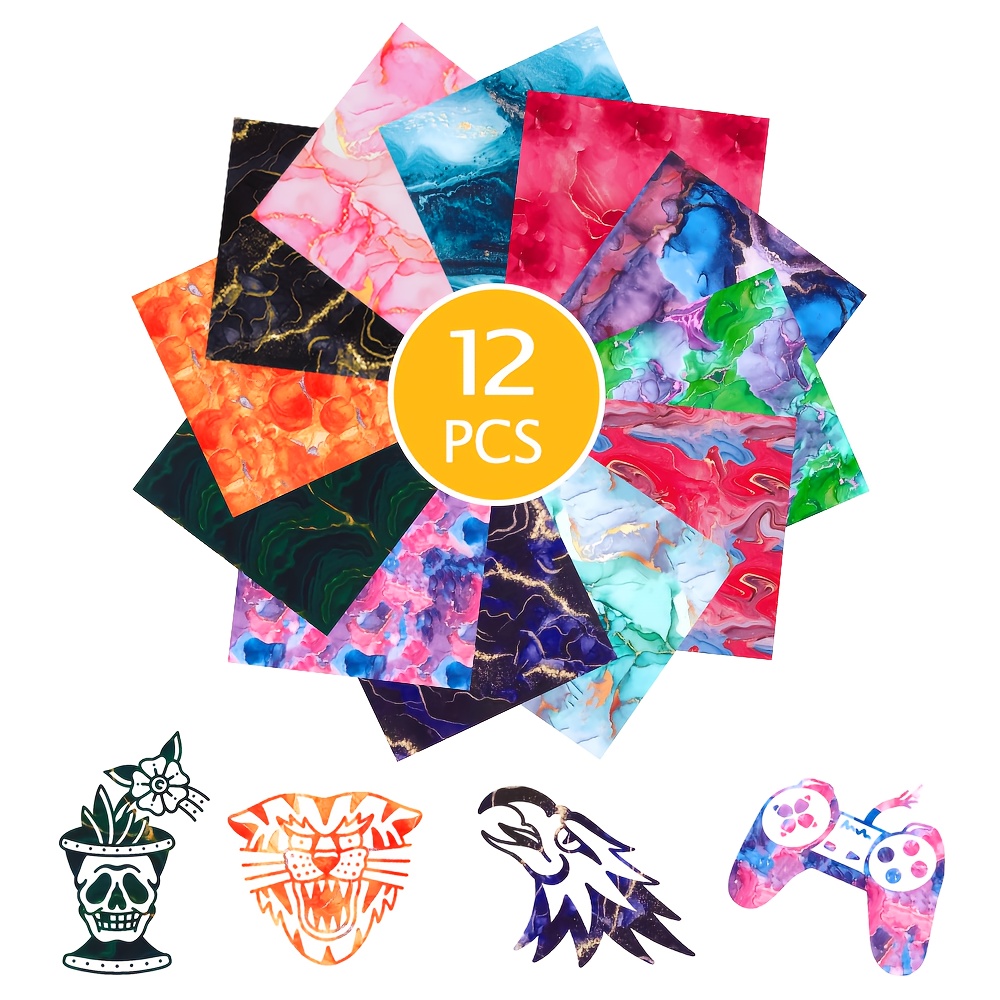 E-shop 12 Blatt Marmor Textur Hitzetransfer Vinyl 30 cm x 25 cm, Muster HTV Vinyl für T-Shirts, Tragetaschen, Hosen, Hüte und Bastelarbeiten, Aufbügler