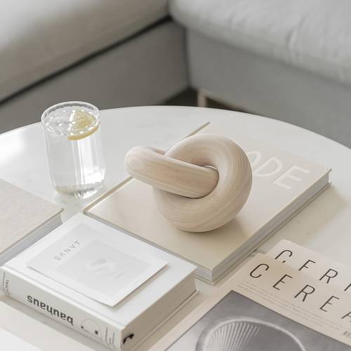 wood knot decor natural wooden chain home accessories desktop wooden ornaments wooden crafts wood two rings ornaments for coffee table bookshelf mantle entry table decorative objects for living room