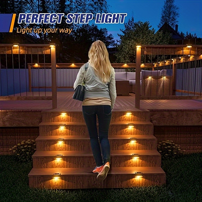 TEMU 10/20pcs Solar Fence Light Outdoor, Solar Deck Lights, Outdoor Decorate Lights, Solar Garden Lights, Outdoor Fence Lights, Solar Step Lights,