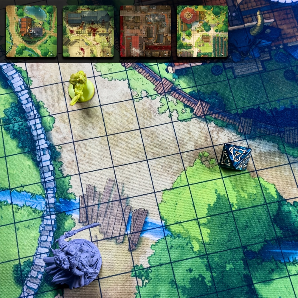 DND Village Terrain Mat, Printed Rubber Battle Mat