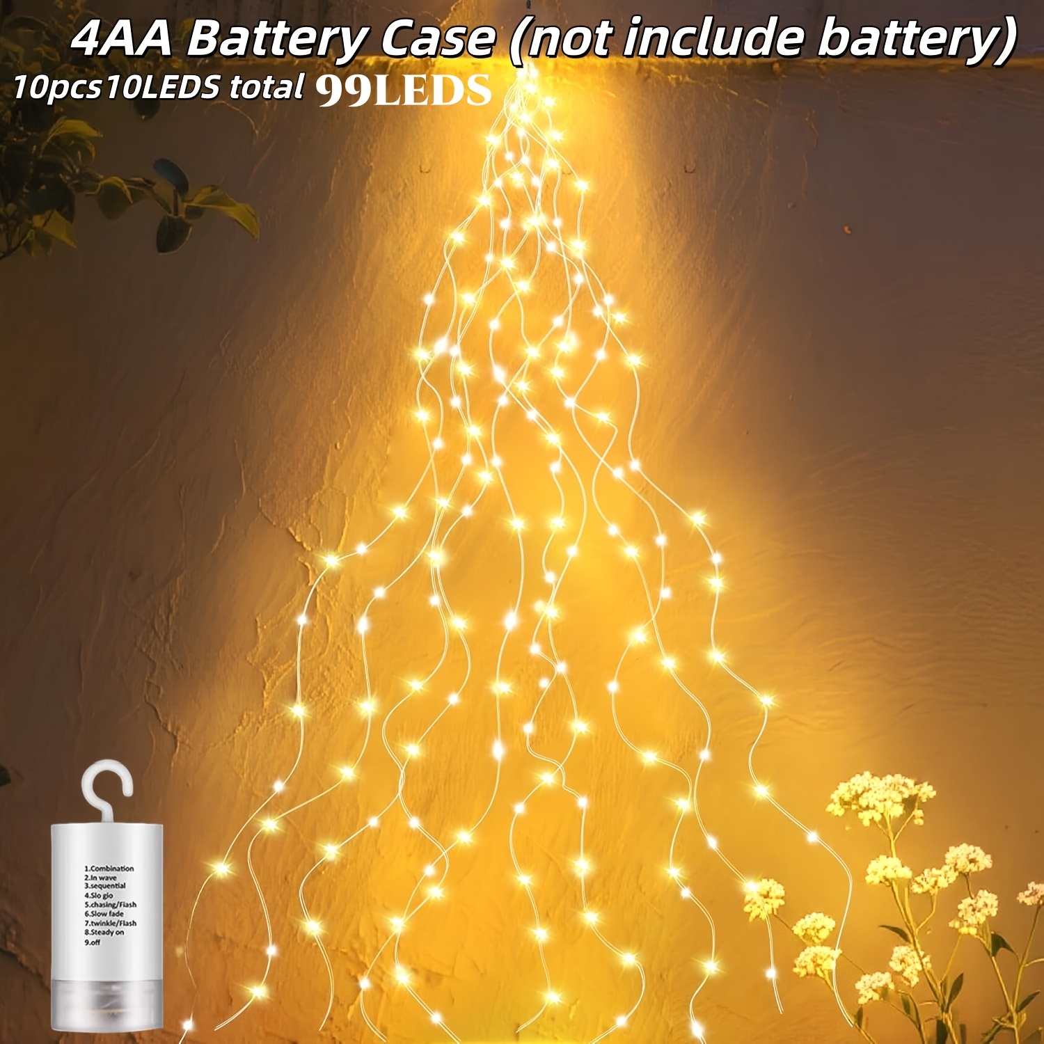 TEMU Guirlande Lumineuse à Piles, 8 de Clignotement Fil de Cuivre Effet 10 Fils 99 LED Cadeaux de Jardinage pour Maman Amis, Décoration pour , Cour,
