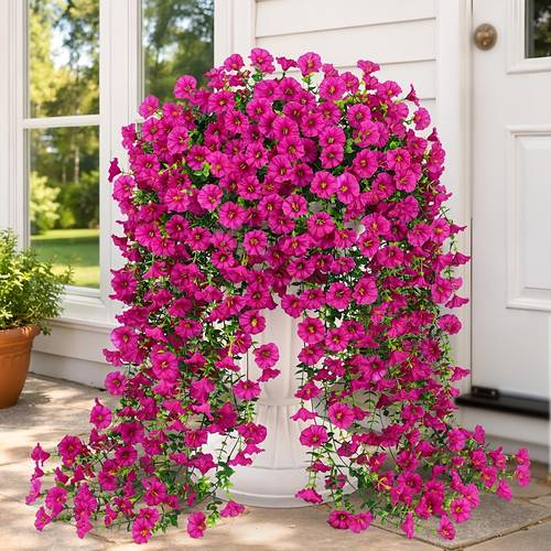 Two Bunches of Spring Fuchsia Hanging Artificial Flowers, Outdoor Decoration And Summer. Faux Daisy Flowers Are Uv-Resistant And Fade-Resistant, Suitable for Enhancing Porch, Patio, Or Balcony Decor