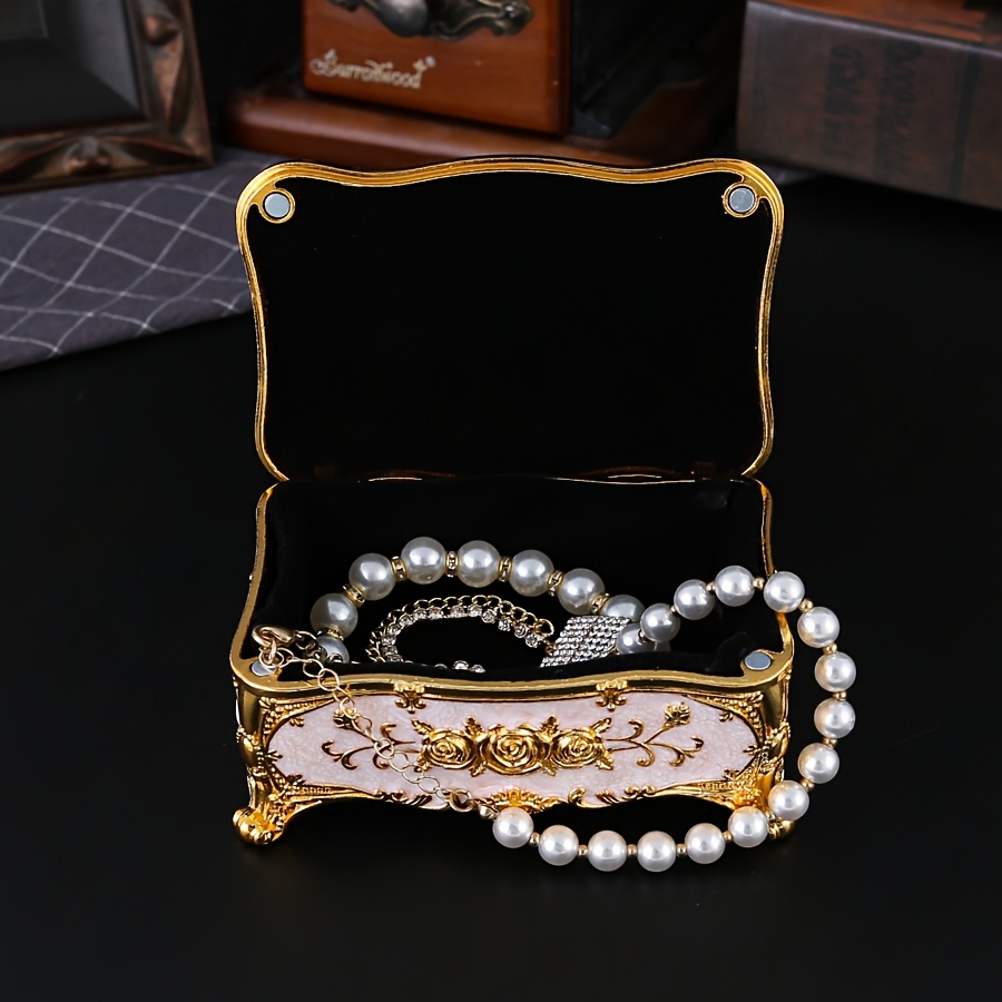 Elegant European Style Enamel Jewellery Box, Rose Organizer