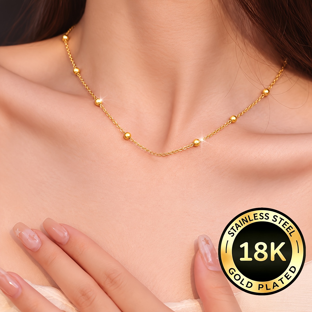 10pc Women's 18K Golden-Plated Beaded Necklace Set