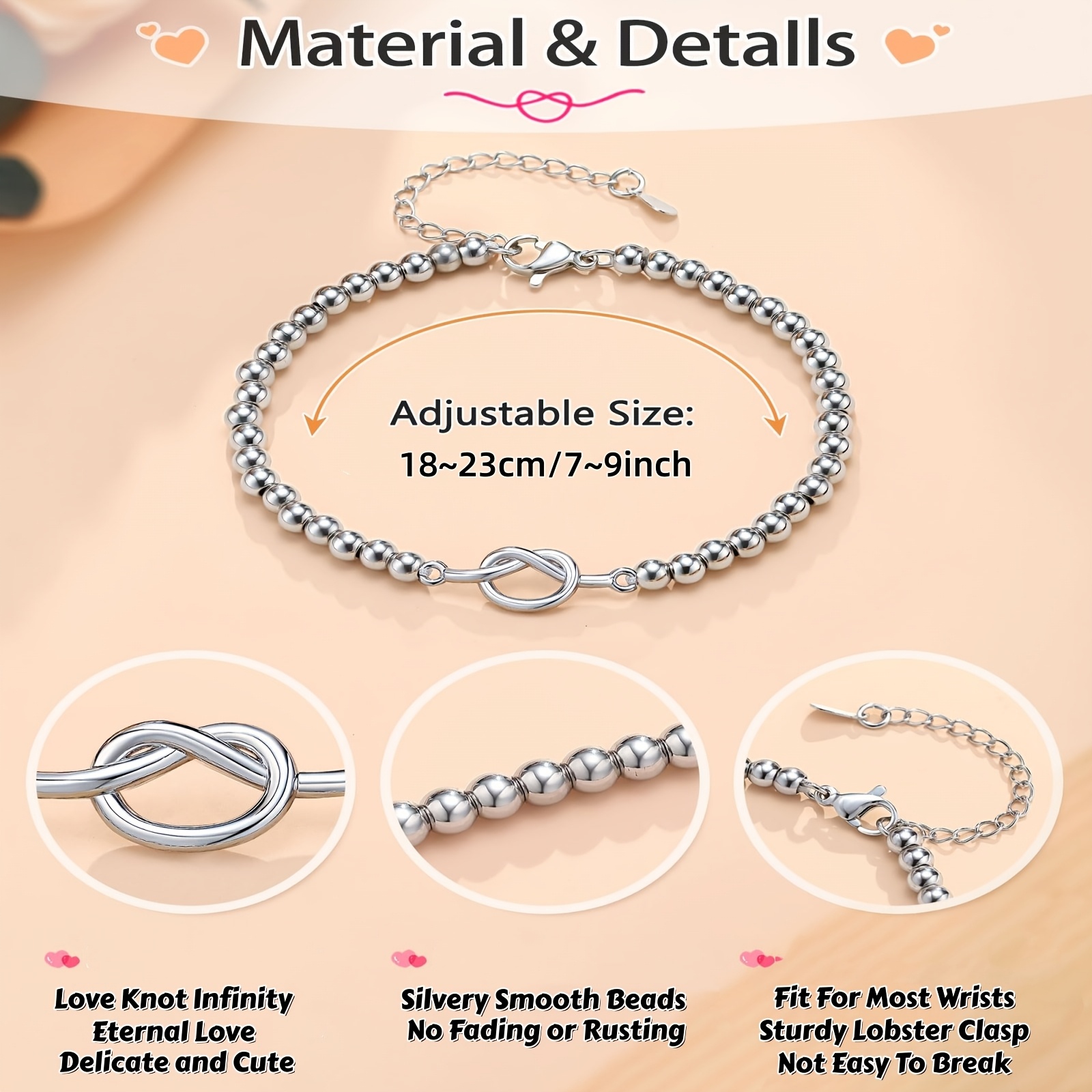 2pcs Love Knot Bracelets with Warm Words Card