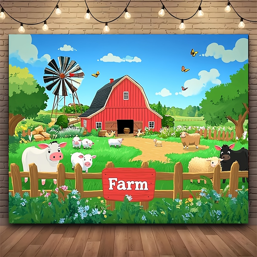 Bannière Photo Fermière - Toile De Fond Décorative 90x180cm Pour Anniversaire à Thème Ferme