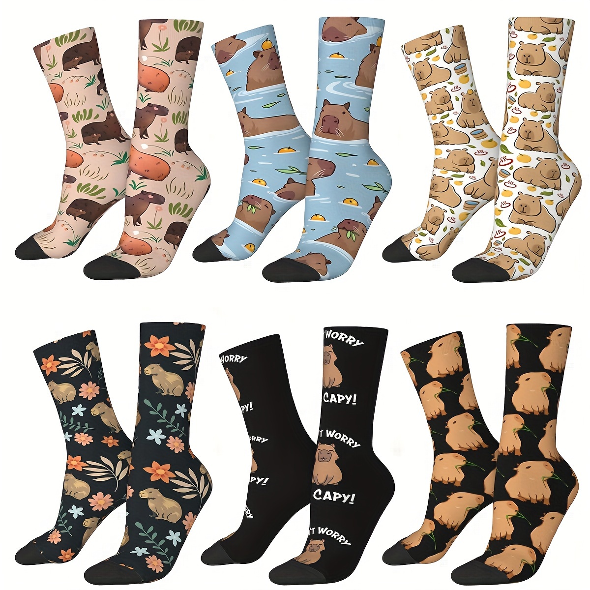 Women's Cartoon Guinea Pig Print Socks Comfortable - Temu