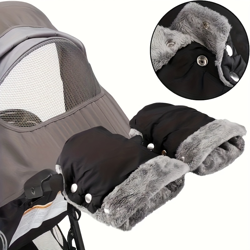 winter waterproof stroller hand muffs windproof plush fleece lined pushchair handlebar gloves frost protection warm mittens for adults ideal christmas halloween thanksgiving gift accessories details 1