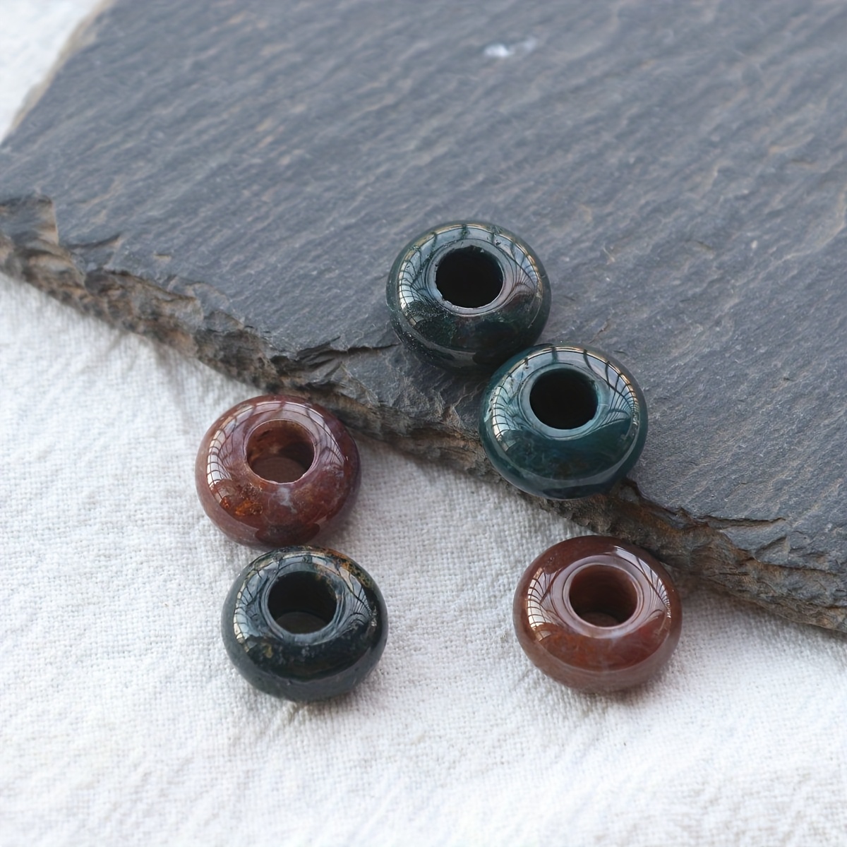 40pcs Polished Natural Indian Agate Abacus Spacer Stone Beads