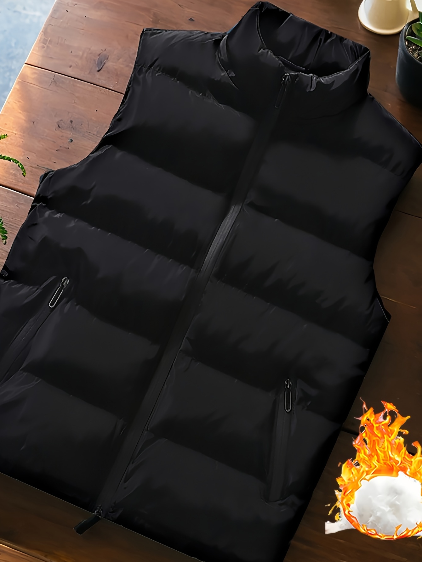 *'S Lightweight Winter Vest Thickened Warm Fleece-Lined, Built-in  Pockets, Sleeveless Casual Jacket for Skiing Outdoor Activities, Black,  Winter