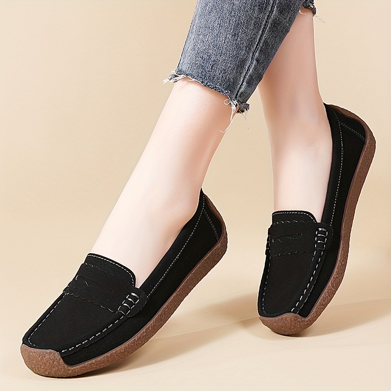 Vedolay Summer Flat Casual Shoes Women's Comfort Loafers Wide Fit Breathable Non-Slip Platform Flat Shoes,Brown 7.5