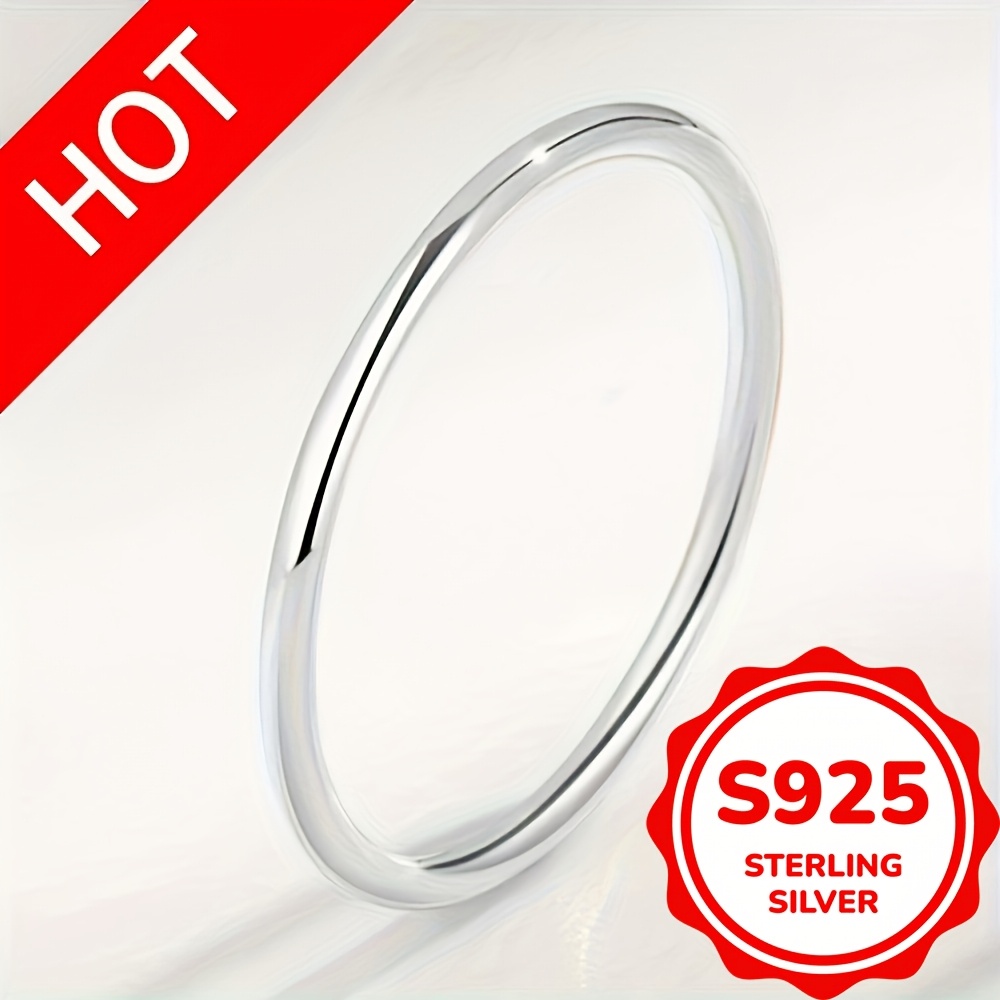 

1pc 925 Sterling Silver Promise Ring Trendy Narrow Band Stacking Ring Engagement Wedding Jewelry Multi Sizes