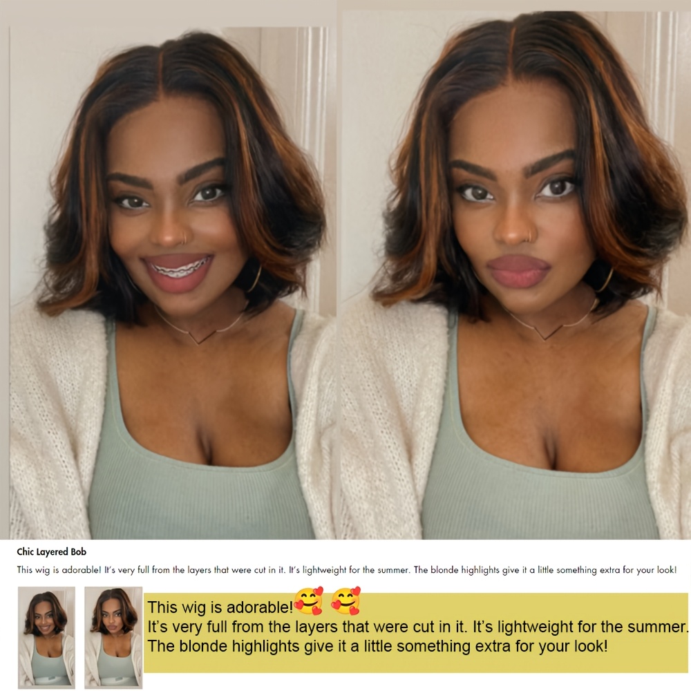 Brazilian Human Hair Bob Wig with 4x4 Lace Closure - 150% Density Body Wave Caramel Brown 30.48 cm Short, Pre-Plucked Baby Hair & Glueless Design, Adjustable Cap for Men & Women, All Ethnicities, Hair Wig