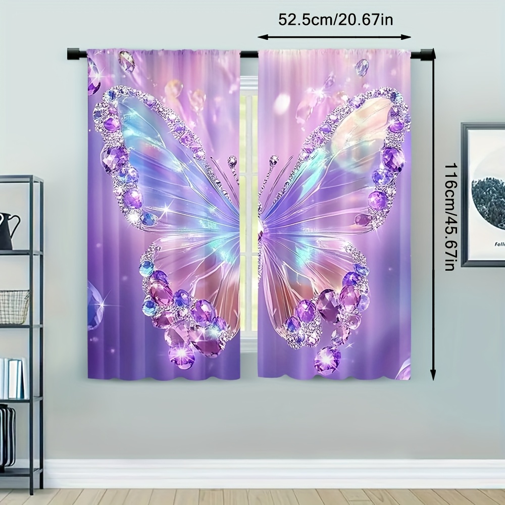 TEMU 2pcs Curtains, Crystal Drapes, Rod Suitable For , Indoor Outdoor, Bedroom, Office, Kitchen, Living Room & Study Decor Home Decoration
