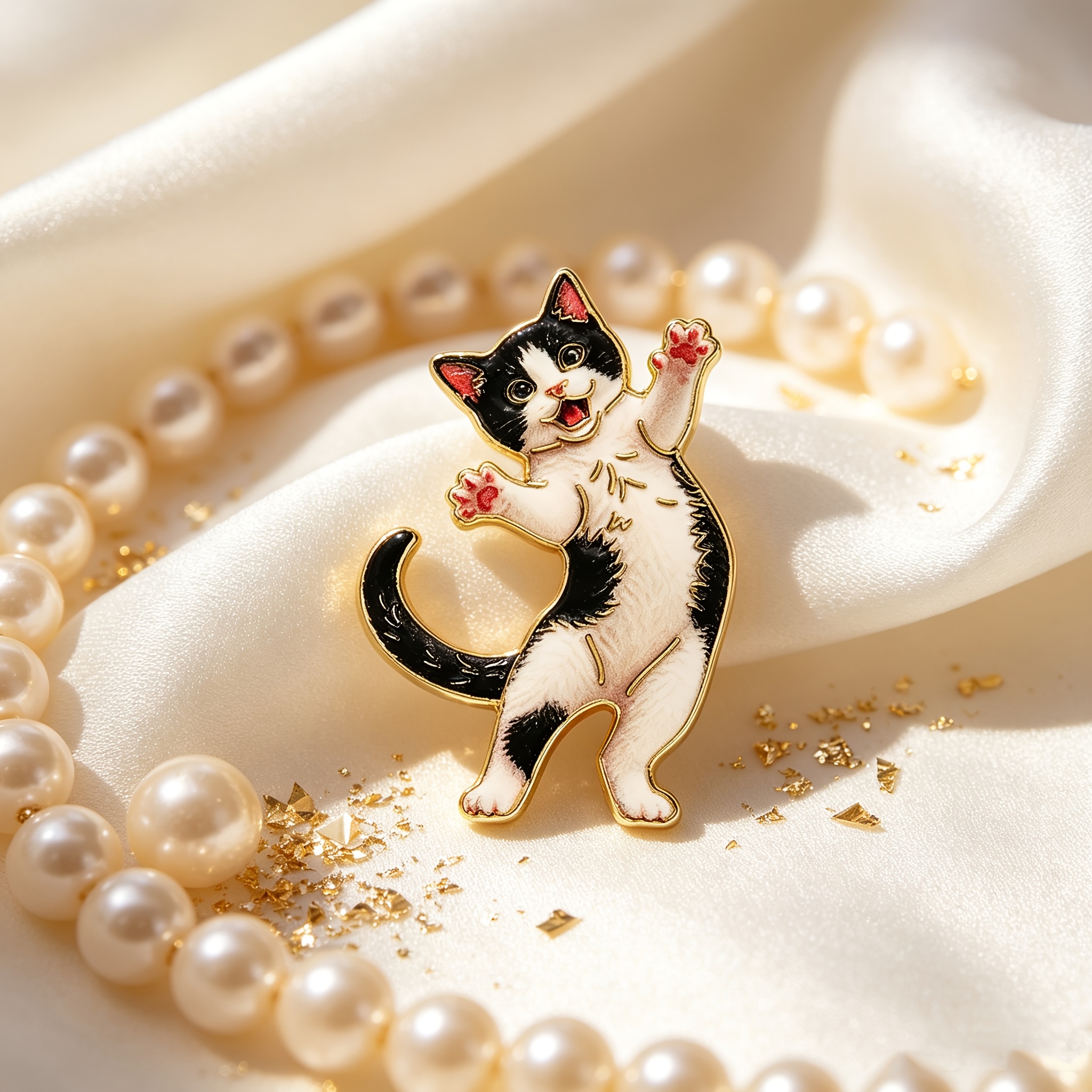 TEMU 1pc Fine Golden- Realistic Cat Metal Badge, With A Delicate And , Suitable For Casual Cardigans, Commuting Tops, And Gentle Style Outfits, A