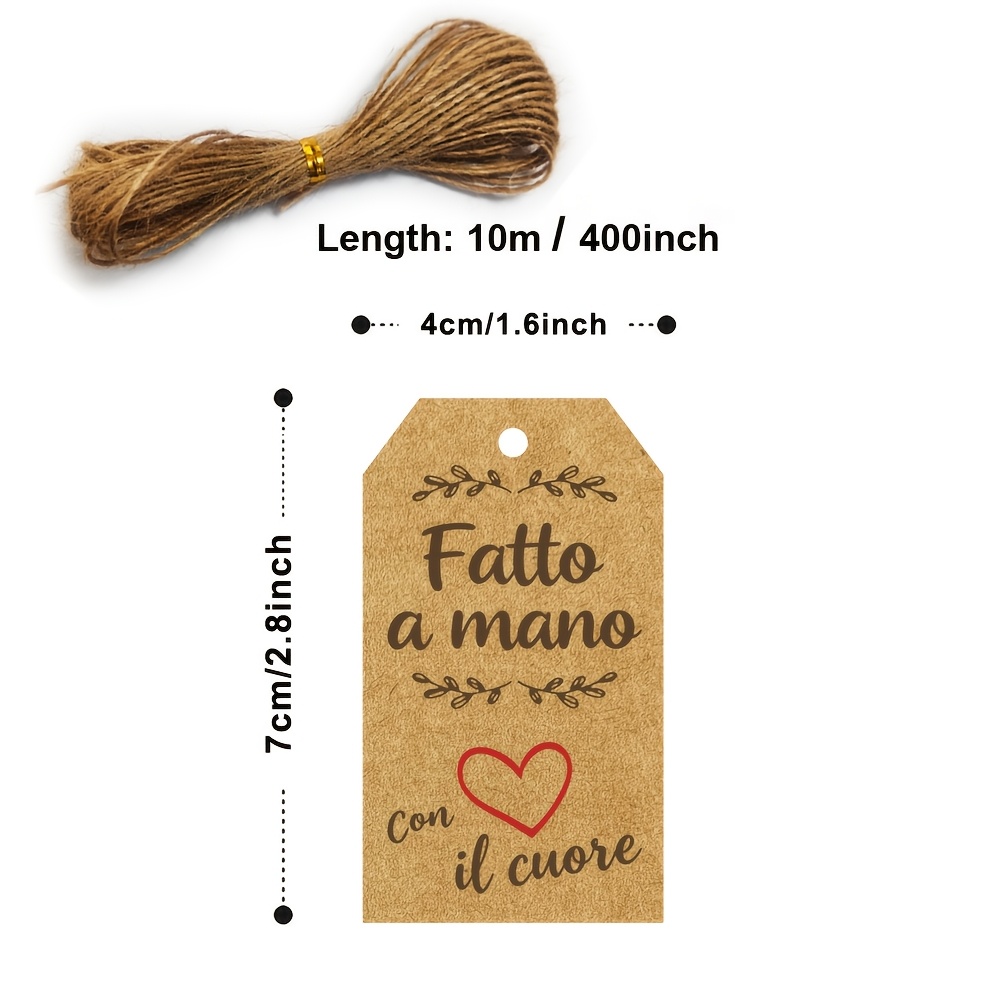 TEMU 49 pz Etichette Fatte a con Spago di Iuta, Etichette Appese di Ispirazione Italiana Realizzate per Dolci / Artigianato / Decorazione Regali