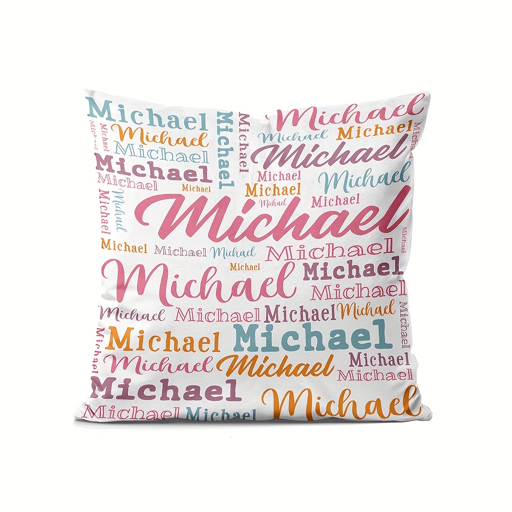 TEMU Personalized Lumbar Support Pillowcase, Custom Name Design, Machine Washable Polyester Fabric, , Zipper Closure, Perfect For Napkins, Sofas, And