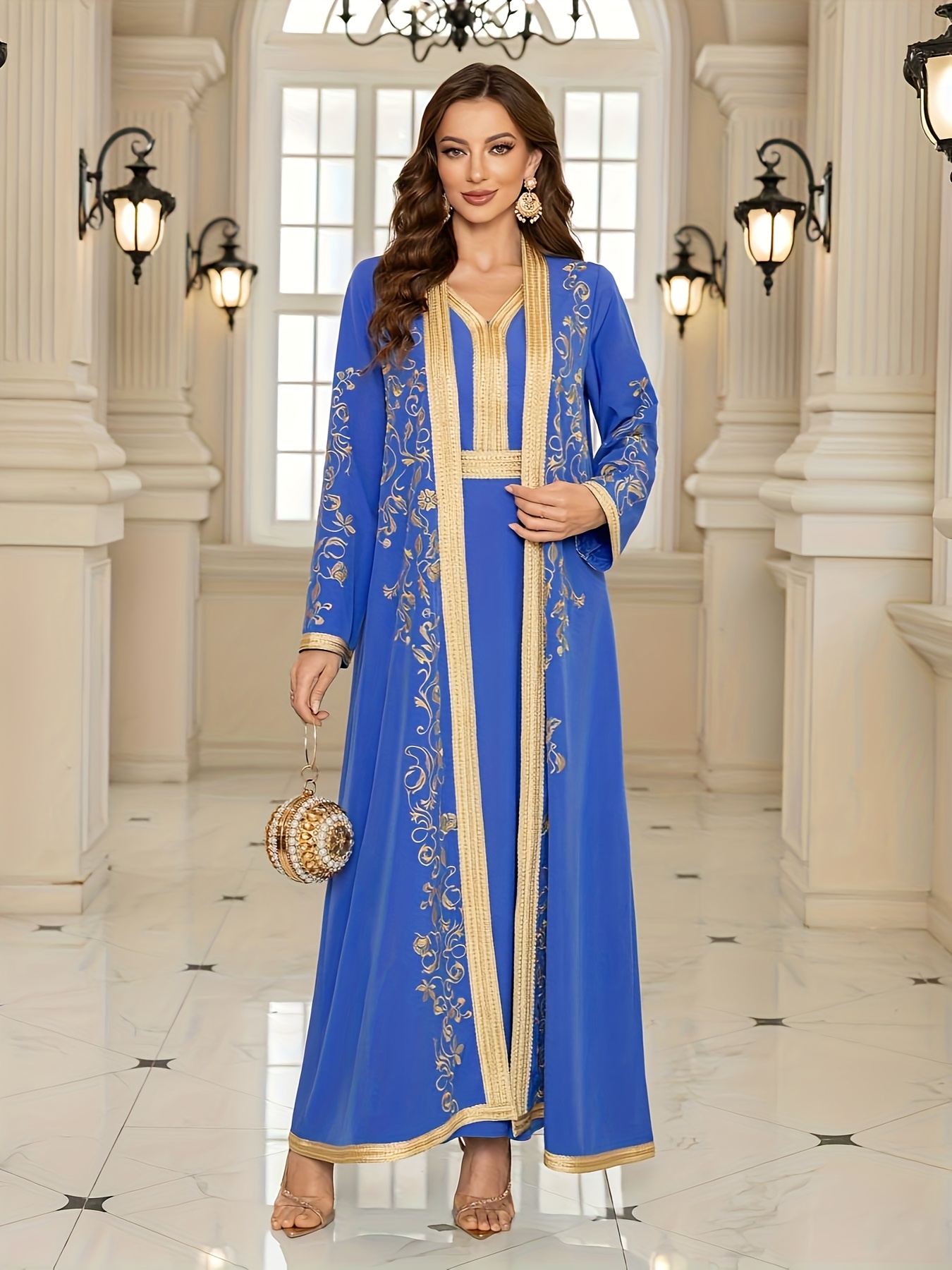 middle eastern modern dress muslim moroccan womens golden - Temu Bahrain